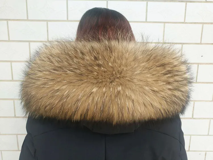 winter 100% real raccoon fur collar large unisex fur scarf women outwear collars easy fasten various color size collar F728