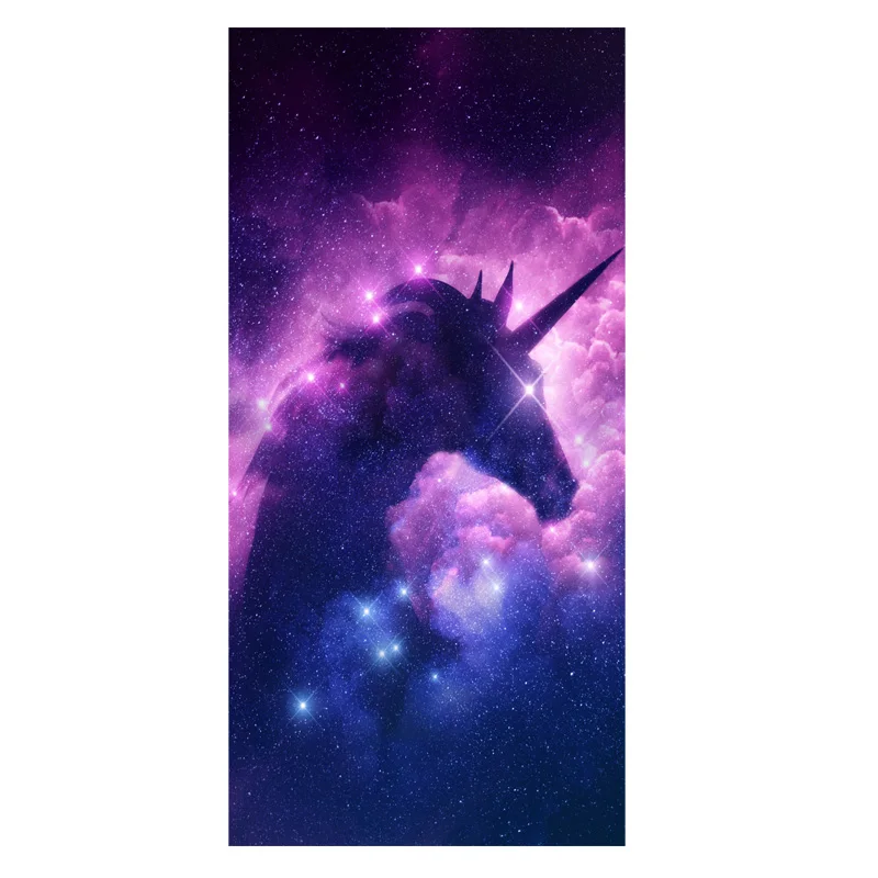 Stylish Awesome Galaxy Unicorn Beach Bath Towels Purple Watercolor Unicorns Travel Shower Bathroom Towel Set Face Birthday Gifts