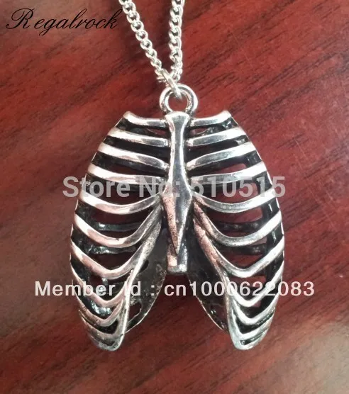 Anatomical Rib Cage Necklace Disco Pub Fashion Jewelry Human Lung Medical Pendant Hot Anatomy Charm Gothic Jewelry