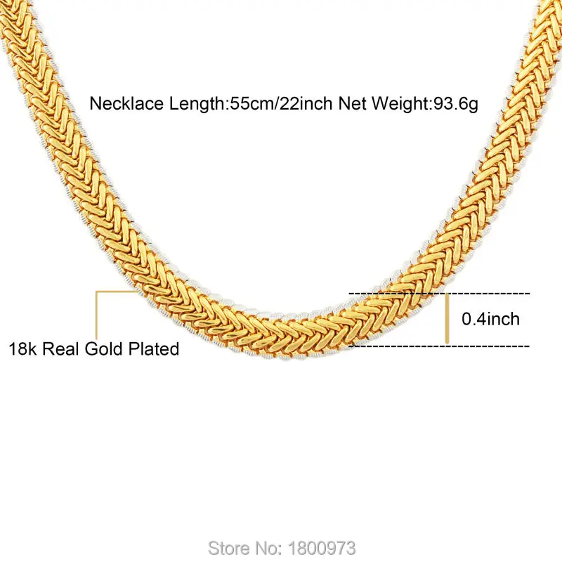 Unique Two Tone Necklace New Trendy Gold/Silver Color 11MM 22 Inches Snake Chain Necklaces Jewelry Men