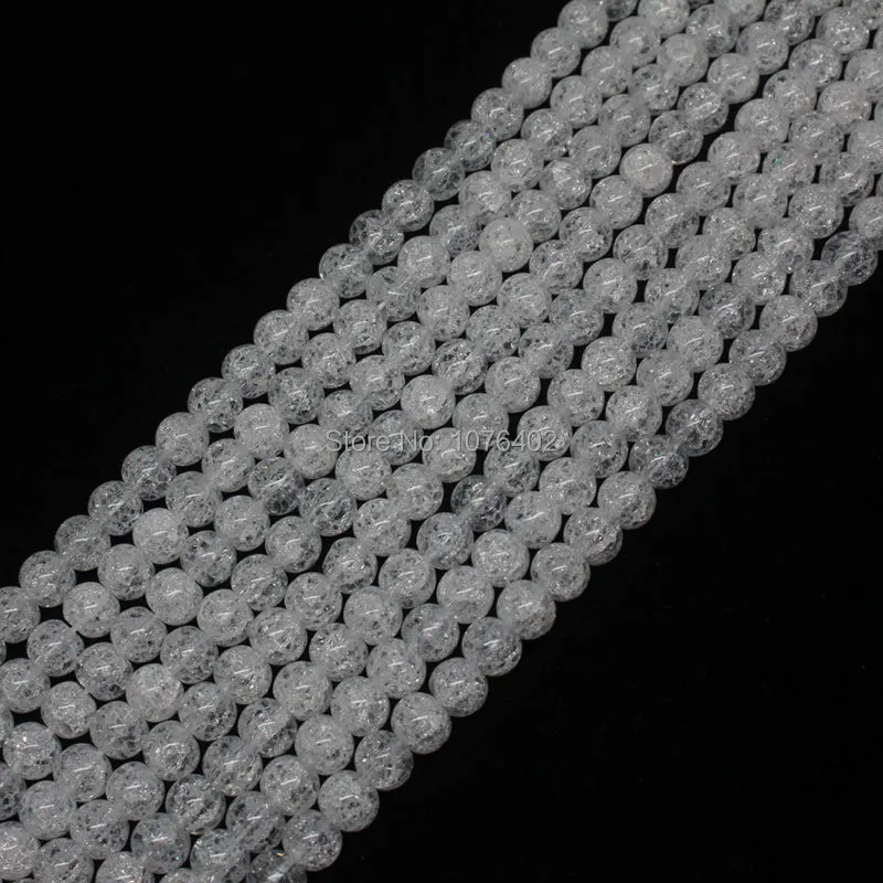 Mini. order is $7! 6mm Crackle Rock Crystal Quartz Round DIY Loose Beads 15\'\'