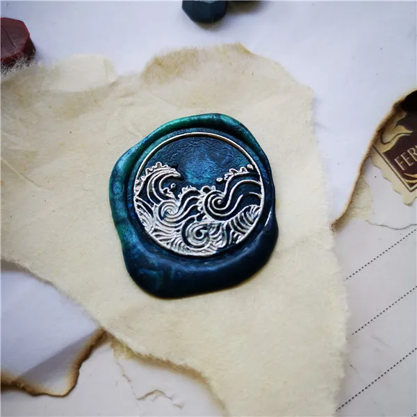 stamp head of Sea Wave Sealing stamps Retro Wood Stamp Wax Seal Stamp Wedding Decorative sealing Stamp wax seals