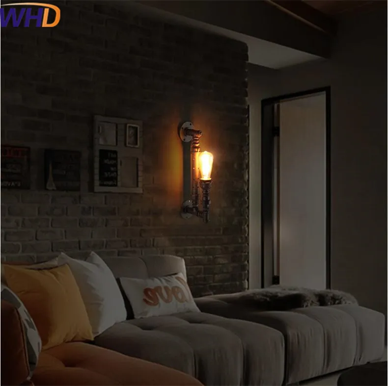 

American Loft Industrial Single Head Iron Water Pipe Retro Wall Lamp Vintage Edison Bulb Light Fixtures Lamparas Home Lighting