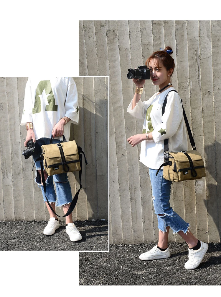 Photo Camera Bag Professional DSLR Canvas Camera Bag Travel Photo Bag Single Shoulder Backpack Canvas