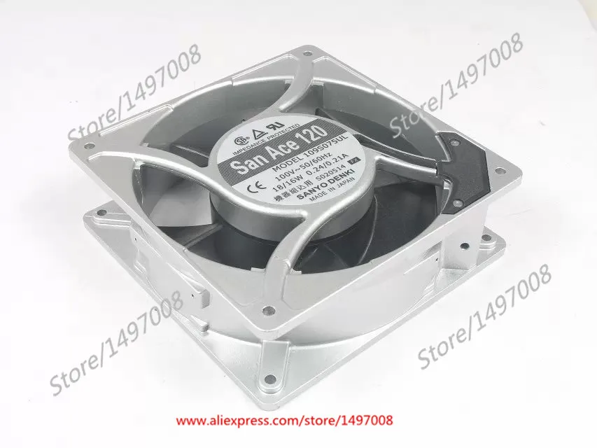 

Sanyo Denki 109S075UL AC 220/240V 0.10/0.12A 120x120x38mm Server Cooling Fan