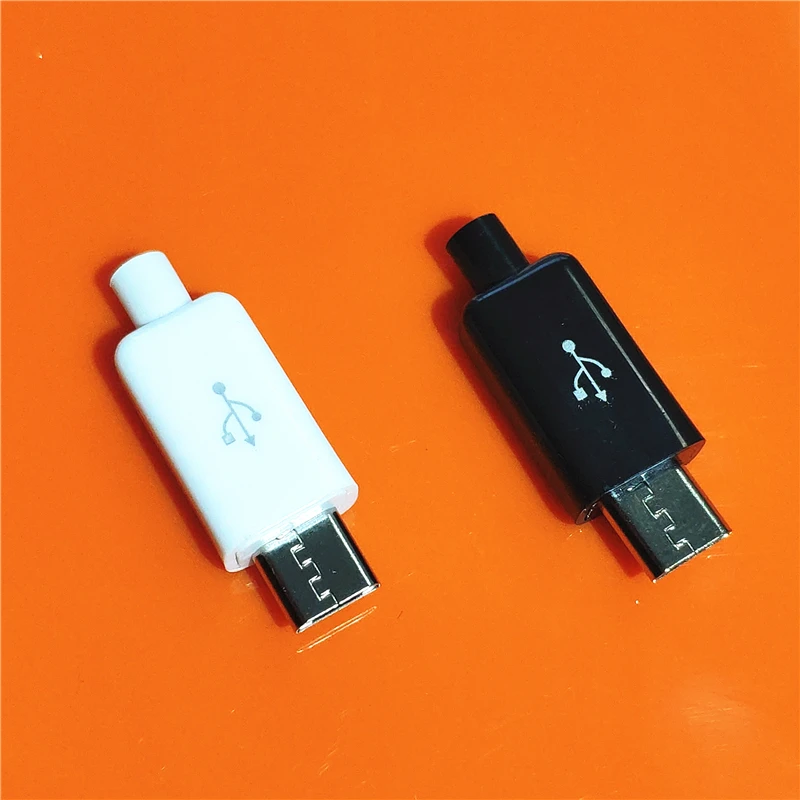 Prise de connecteur mâle Micro USB 4 broches, blanc, noir, données de soudage, interface de ligne OTG, données de bricolage, Cbale, Ysteroids 153, 10 pièces par sac