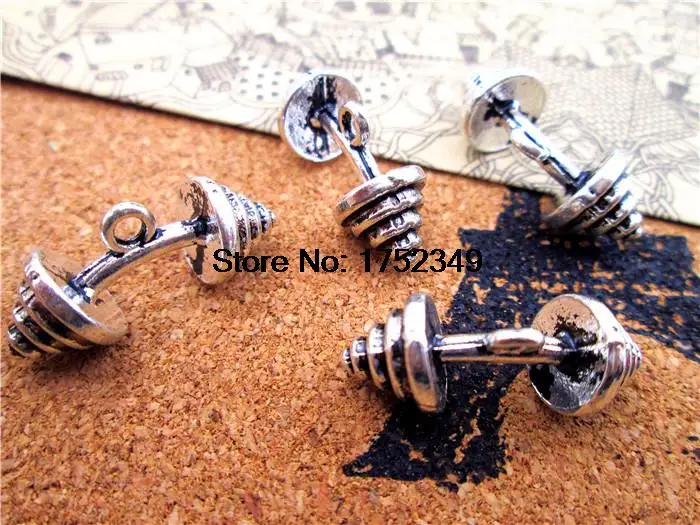 

7pcs--Barbell Charms Antique Tibetan silver Barbell Charms pendants ,DIY Supplies 20mm x 9mm