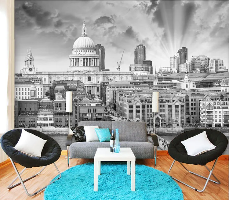 

Black and White European Architecture City Scenery London 3D Mural Living Room Bedroom TV Background Wallpaper Personal Photo