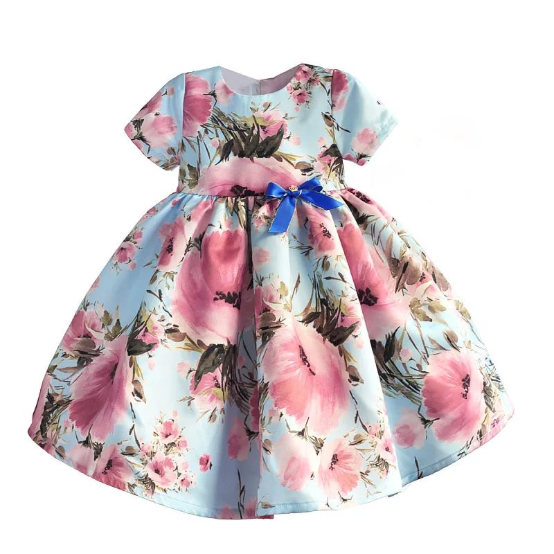 Baby Girl Dress Pink Flower Cotton Children Kids Dresses for Girls Party Birthday Girls Party Dress robe fille enfant 1-6Y