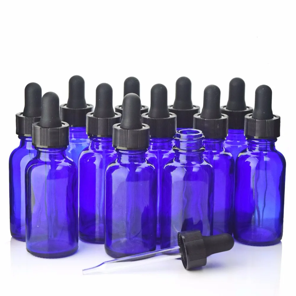 12pcs 30ml Blue Glass Pipette Bottle With Eye Dropper Dispenser for Essential Oils Aromatherapy Chemistry Lab Chemicals 1oz