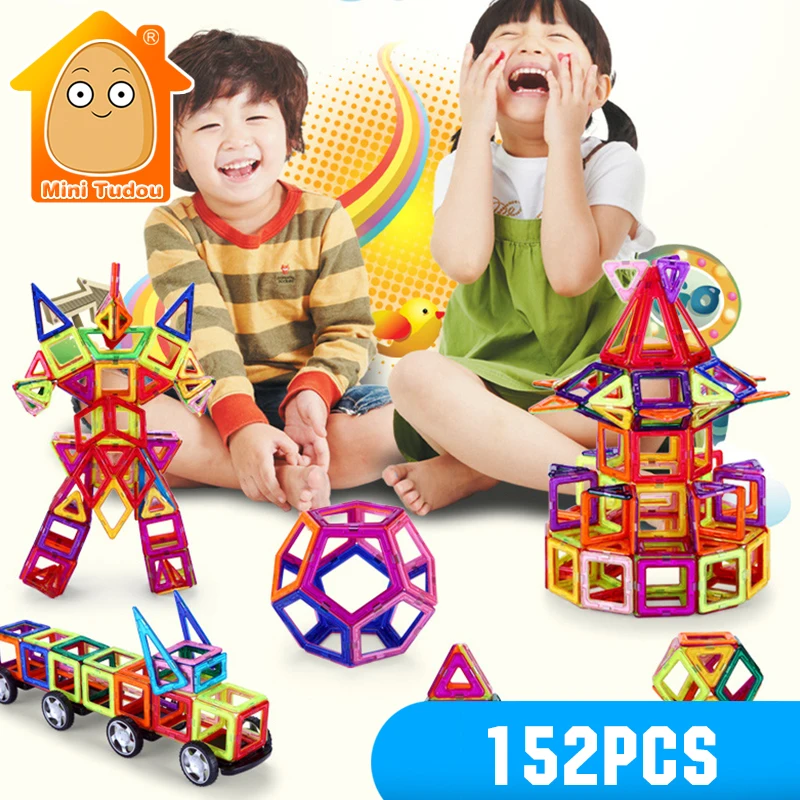 New Magnetic Blocks 152PCS Magnetic Building Constructor Toy Enlighten Bricks Kids Educational Toys Game For Children