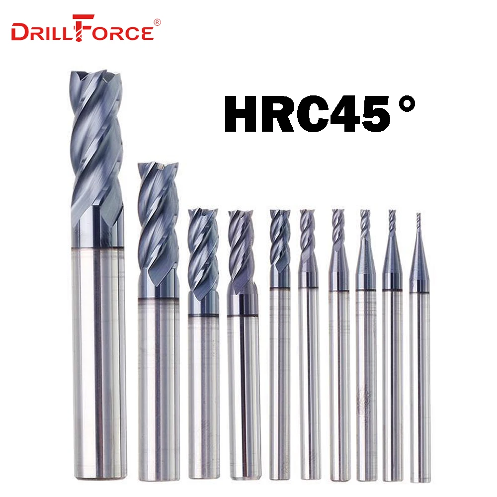 1PC 1mm-20mm HRC45 Solid Carbide 4 Flutes Flat End Mills Milling Cutter CNC Tools(1/1.5/2/2.5/3/4/5/6/8/9/10/12/14/16/18/20mm)