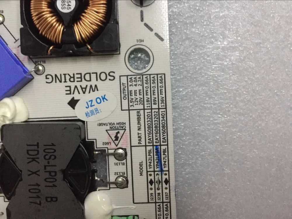 لوحة طاقة لـ 90% واط ، EAY60803202 ، YP42LPBA ، 89 فولت ، فوتو سبوت ، أصلي ، 42LE4500-CA