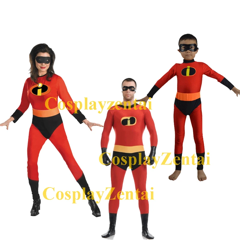 Free Shipping The Incredibles Family Three Pieces Spandex Cosplay Halloween Costume