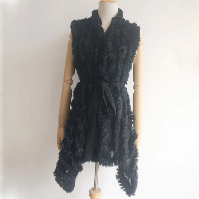 Women Real Fur Vest For 2021 Spring Genuine Rabbit Fur Vests Knitted Ladies Autumn Fur Gilet Natural Rabbit Gilets Female