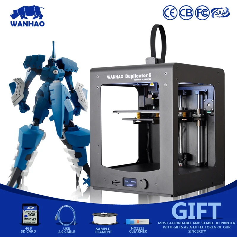 

WANHAO D6 PLUS Breaking-Resume FDM/FFF 3D Printer with Free Filament Fast Building Speed High Precision