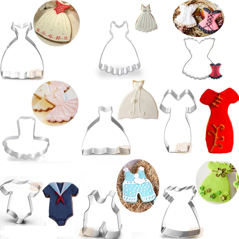 

1pcs reposteria moule patisserie Cookie Cutter Fondant Cake Tool Wedding Cocktail Party Dress Moldes Metal Pastry Biscuit Decor
