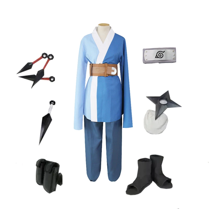 Brdwn Boruto unisex Konoha Mitsuki Ninja Cosplay Costume (top+pants+belt+Headband+Shoes+Kunai+bag+shuriken)