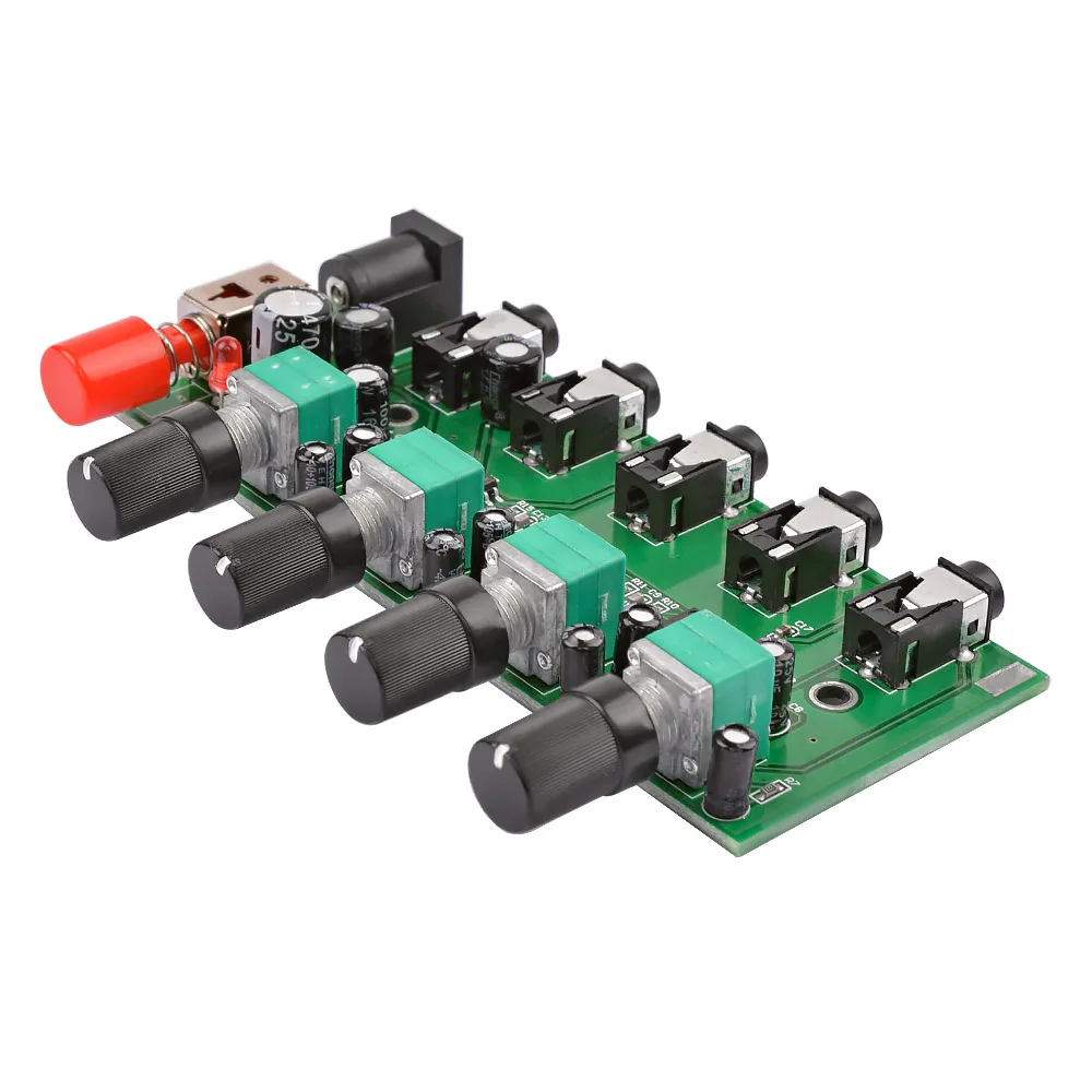 AIYIMA 4วิธีสเตอริโอ Mixer Board Audio Source Reverberative Driver หูฟังผสม DIY สี่อินพุตเอาท์พุท