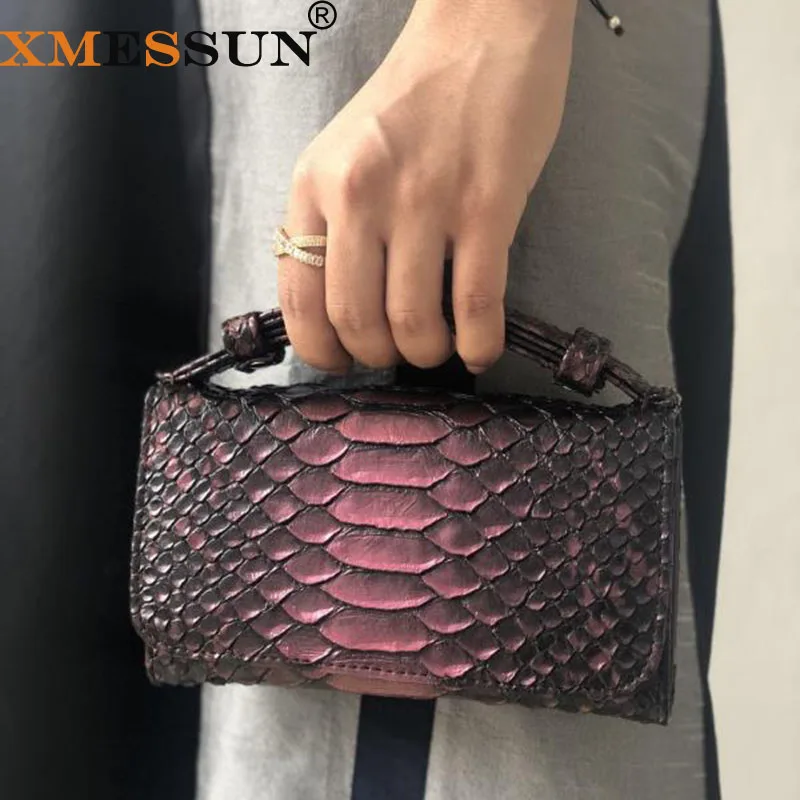 XMESSUN New Fashion Designer Handbag Embossed Snake Leather Portable Bag Small Clutch Bag Lady Hand Bag Purse