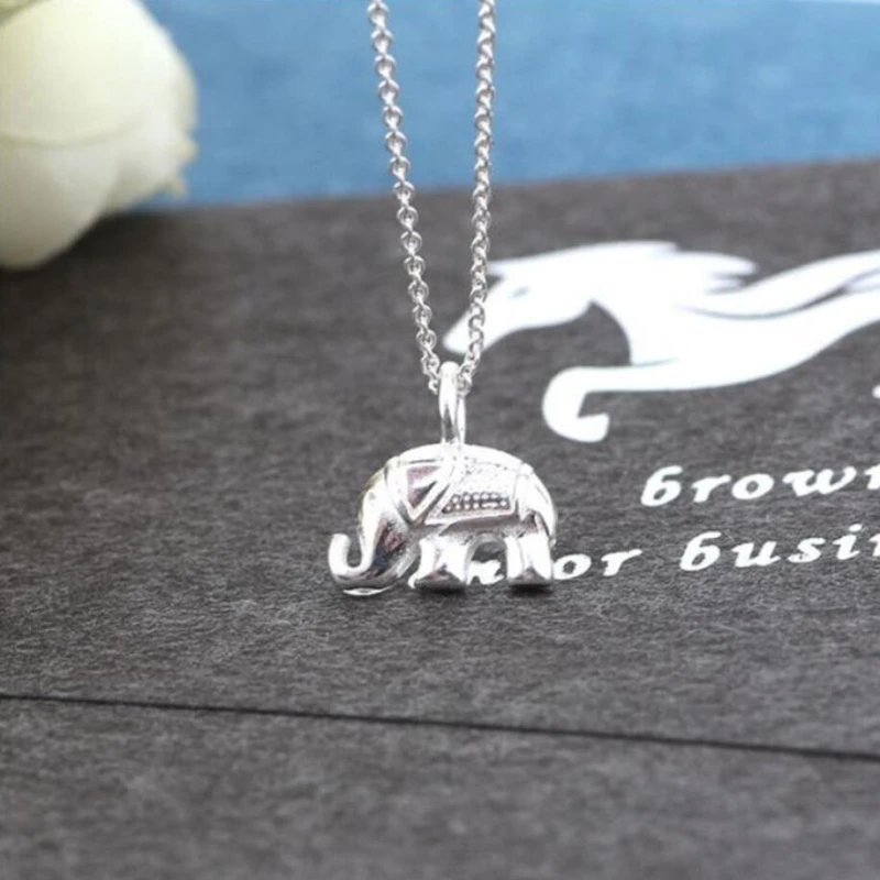 Sole Memory Cute Mini Animal Thailand Elephant Pendant Simple Silver Color Clavicle Chain Female Necklace SNE383