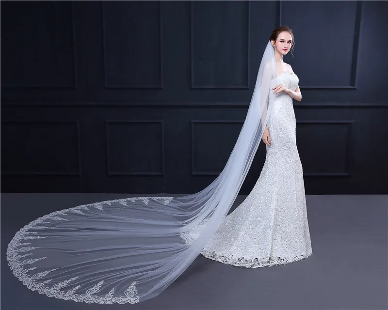 Luxury  In Stock Wedding accessories 3.5 M Long Wedding Veils Fast Shipping Voile mariag  Velos de novia