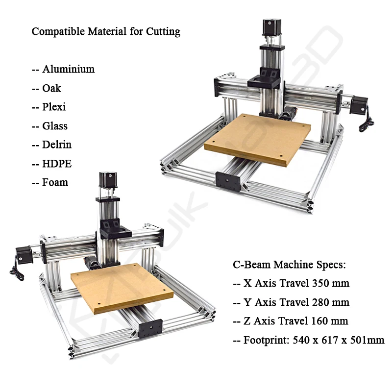 28%OFF BulkMan3D 3 Axis C-Beam CNC Machine Mechanical Kit Desktop DIY Engraving Frame Kit with 1.26N.m Nema23 Stepper Motors