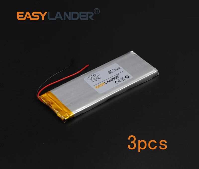 

3pcs 3.7V 950mAh 372881 Polymer Li-ion Battery For Mp3 Mp4 PAD DVD DIY E-book bluetooth Vedio Game toys Tablet PC mobile