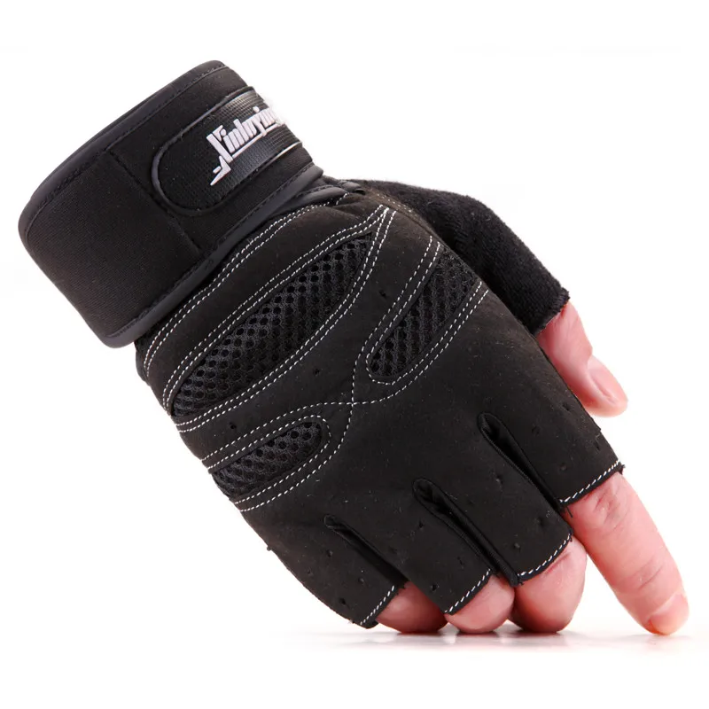 Men Body Building Brand Fitness Gloves Gyms Equipment Man Weight lifting Non-slip breathable Long Wrist Wrap Black Brown Mittens