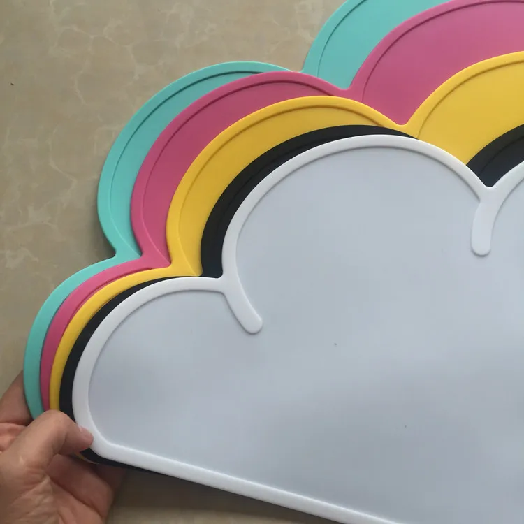 50pcs/lot Waterproof Silicone Placemat Bar Mat Baby Kids Cloud Shaped Plate Mat Table Mat Home Kitchen Pads 47.5*27cm