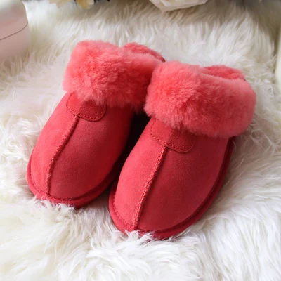 Fall and Winter 2019 Sugar-colored Sheepskin Fur Snow Slippers, Cotton Slippers, Couples Home Warm and Slip-proof wo Shoes