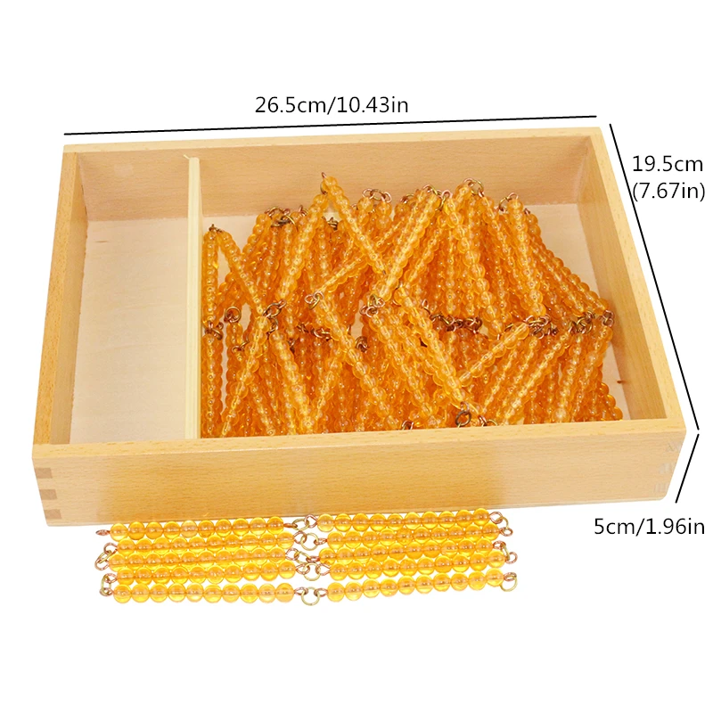 Juguetes de matemáticas Montessori para bebés, cadenas de cuentas de entrenamiento preescolar de Educación Temprana de 100 y 1000 con caja