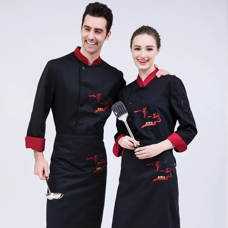 Autumn&Winter Restaurant Coffee Bar Man Woman Chef Jacket Long-sleeve Cook Suit Work Wear Classical Cook Clothes B-6519