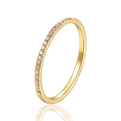 Anillo de circón de mano de obra fina de 1,5mm de ancho para mujer, joyería de acero de titanio de alta calidad, regalos para amantes, anillo de boda, venta al por mayor