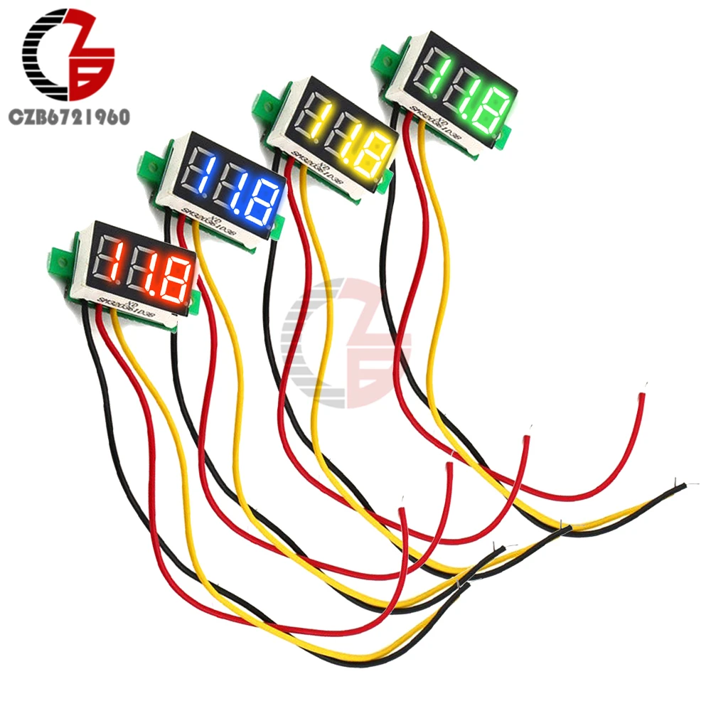 0.28 inch DC LED Digital Voltmeter 0-100V Voltage Meter Auto Car Mobile Power Voltage Tester Detector 12V Red Green Blue Yellow