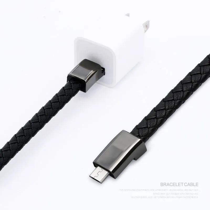 Leather rope braided data line bracelet birthday gift portable charging bracelet free shipping