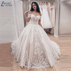 LAYOUT NICEB Princess Ball Gown Wedding Dresses Women Vestido Noiva Off Shoulder Robe De Mariee Lace Appliques Bridal Backless