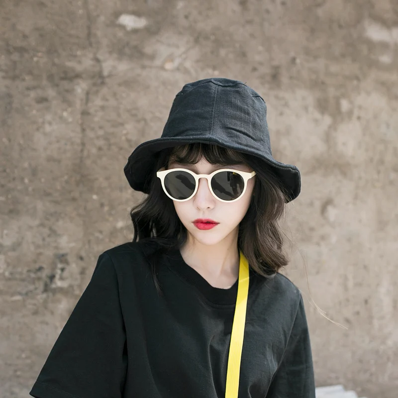 

Fisherman's Cap Female Summer Bucket Hat Ladies Japanese Fashion Cotton Hemp Students Travel Sunshade Sunscreen Cool Caps H6586