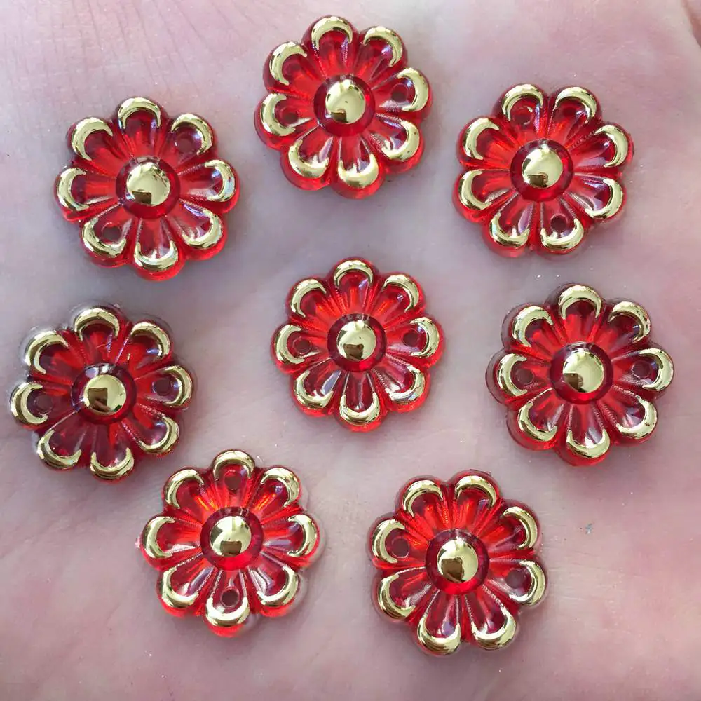 20PCS 16mm AB Acryls Flower Rhinestone Flatback Wedding Diy Button 2 Hole Crafts K29