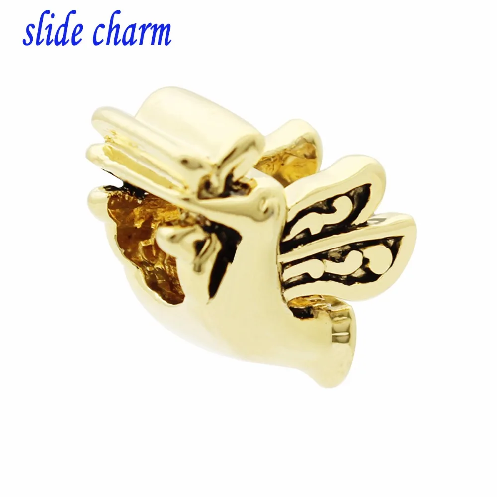 slide charm Free shipping Woodpecker charm beads fit Pandora bracelets charm bracelets and jewelry accessories