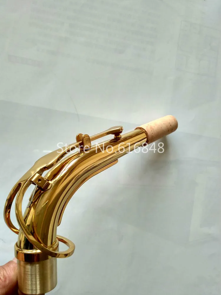 Free Shipping Brass Material Alto Saxophone Bend Neck Gold Lacquer Surface Saxophone Connector Instrument Accessories 24.5mm