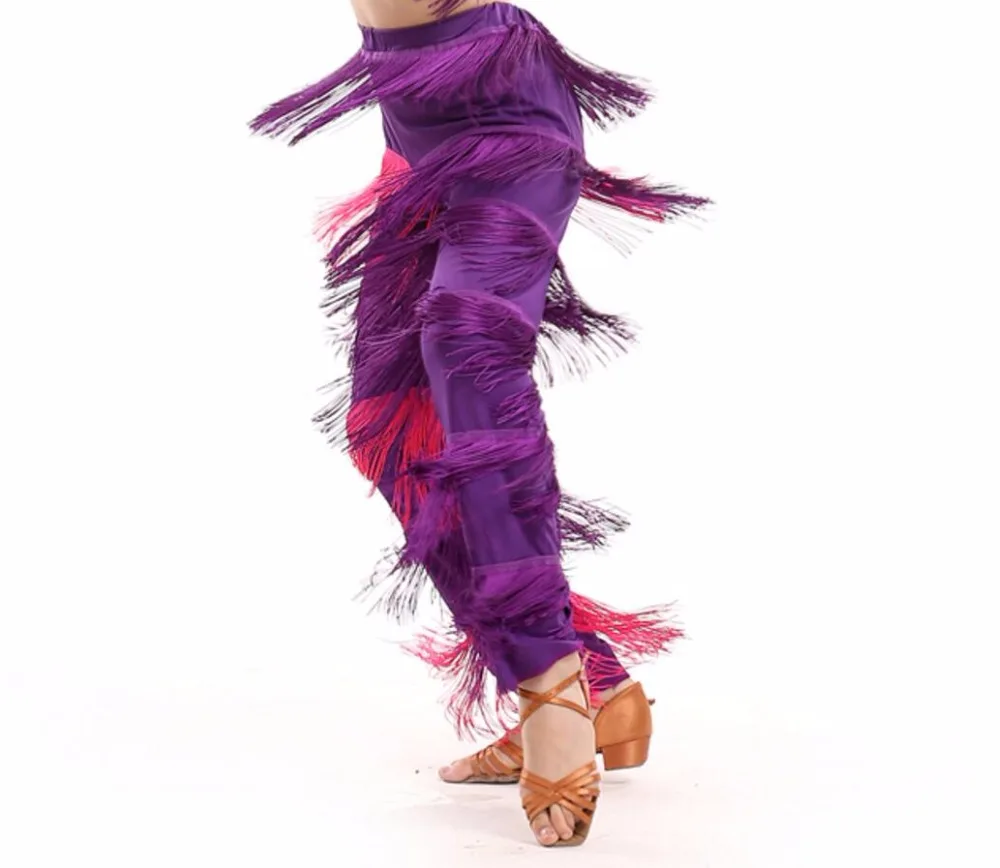 Free Shipping Female Adult Children Latin Dance Pants Tassel Salsa Dance Costumes Fringe Dance Pants For Kids