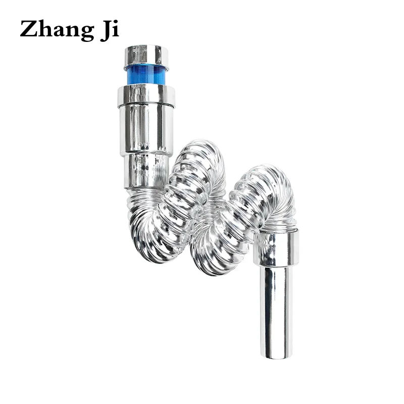 ZhangJi-manguera flexible de electroplato para fregadero de cocina, desodorización de desagüe de agua para lavabo, 370-770mm