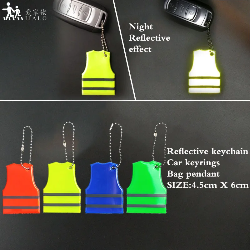 10Pcs Yellow Vest Reflective Keychain Backpack Clothing Pendant Accessories For Traffic Visiblity Safety Use