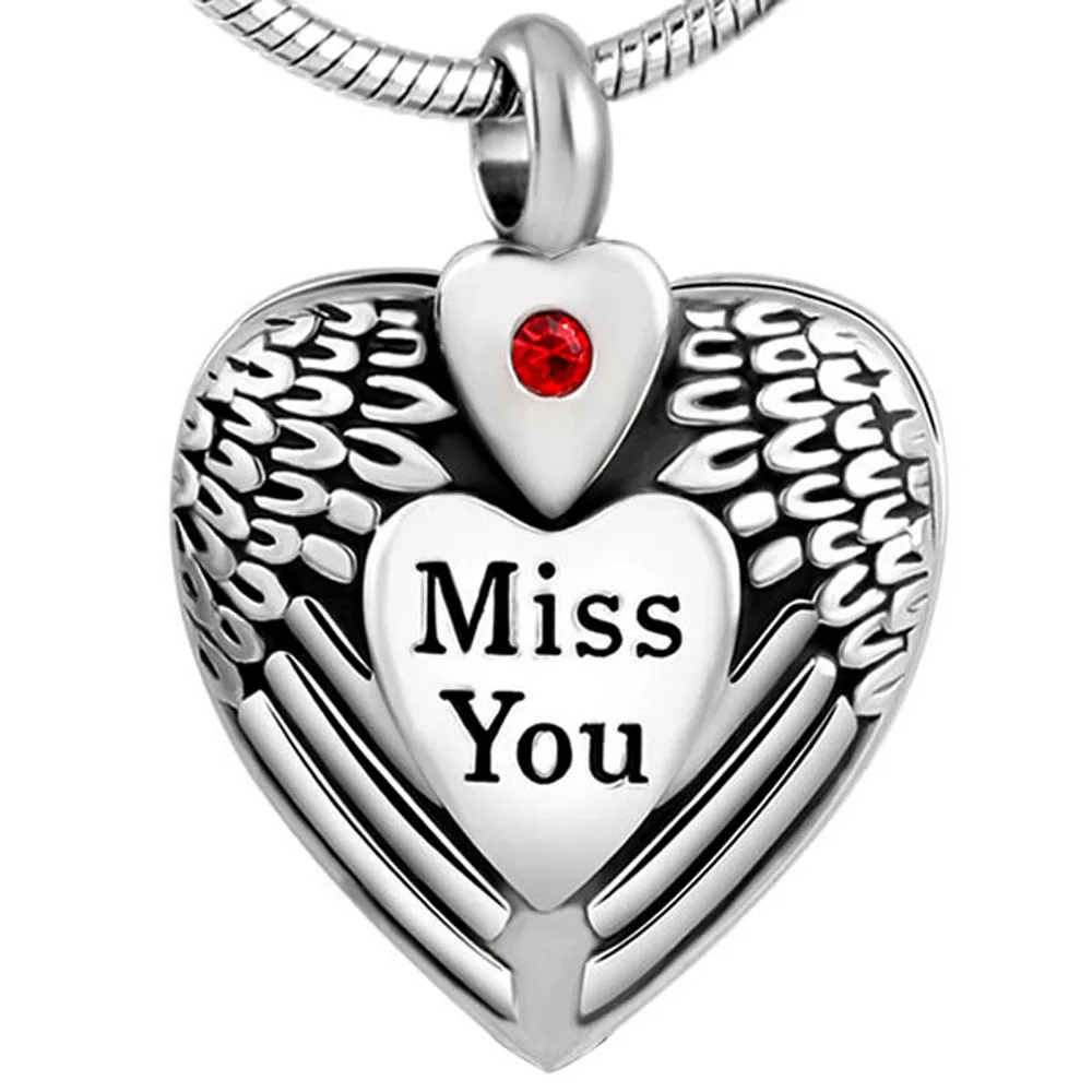 Vintage Stainless Steel Miss You Heart Ash Jewelry Pendants Necklaces Women for Loved One