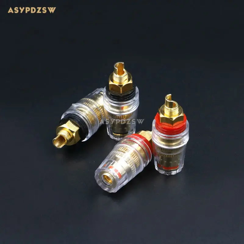 4 Buah Tiang Amplifier Audio Terminal Speaker Berlapis Tembaga Stud Transparan Kristal 8Mm Jack Pisang