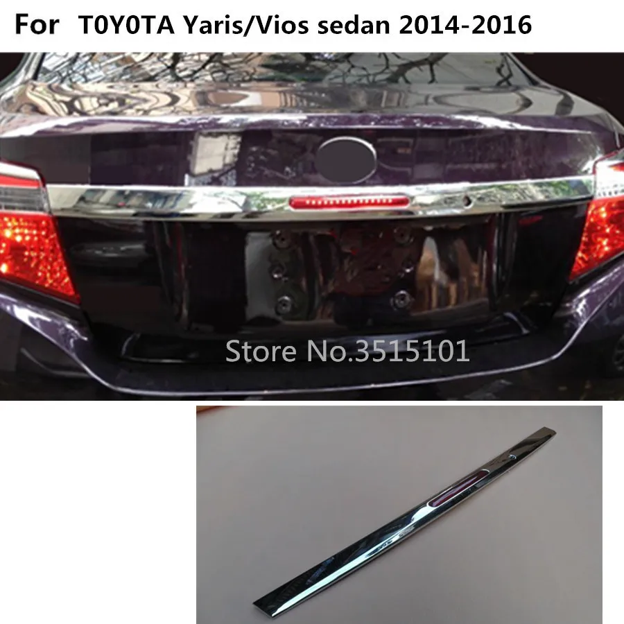 Car Panel ABS/Steel Rear Door Lamp Trunk Tailgate Frame Plate Trim Stick For Toyota Vios/Yaris Sedan 2014 2015 2016