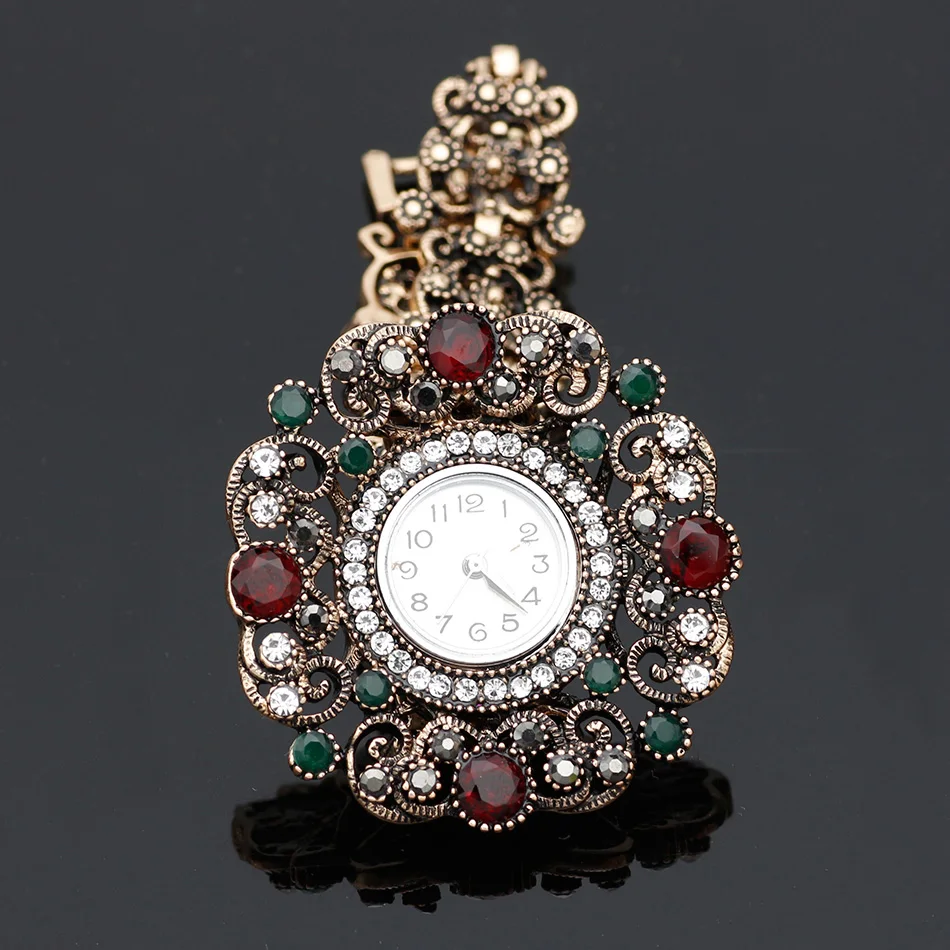 SUNSPICE MS Flower Round Bracelets Watch Women Clock Quartz Watches Vintage Turkish Wristwatch Indian Bridal Antique Jewelry