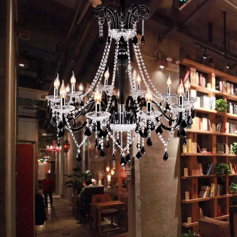 10 pcs antique Black crystal chandelier crystal light for bar cafe light project Kitchen led pendant crystal lamp Led lustres