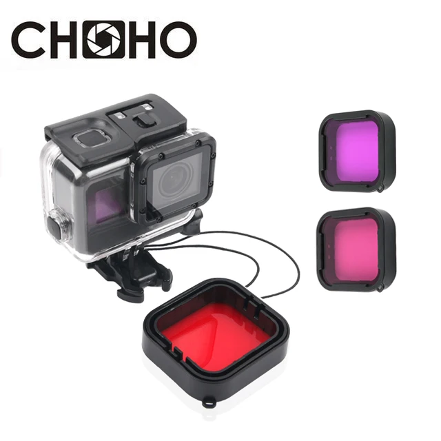 Filtr nurkowy do Gopro Oryginalna wodoodporna obudowa podwodna Filtry nurkowe Czerwony Różowy Do Go Gro Hero 5 6 7 Czarny Akcesorium